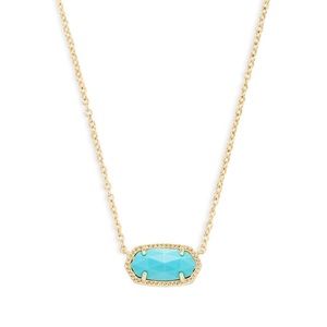 Gold and turquoise Kendra Scott Elisa necklace.